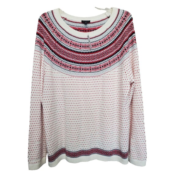 Talbots Nordic Fair Isle Lamb's Wool Blend Crew Neck Sweater Size XL NWT - Picture 1 of 6